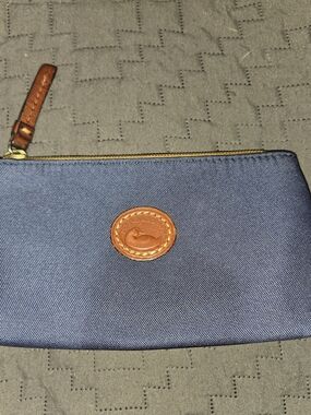 Dooney & Bourke Navy Zip Pouch with Leather Trim
